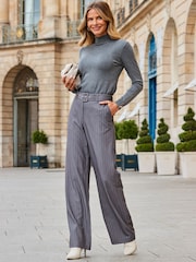 Sosandar Grey Roll Neck Zip Detail Jumper - Image 4 of 5