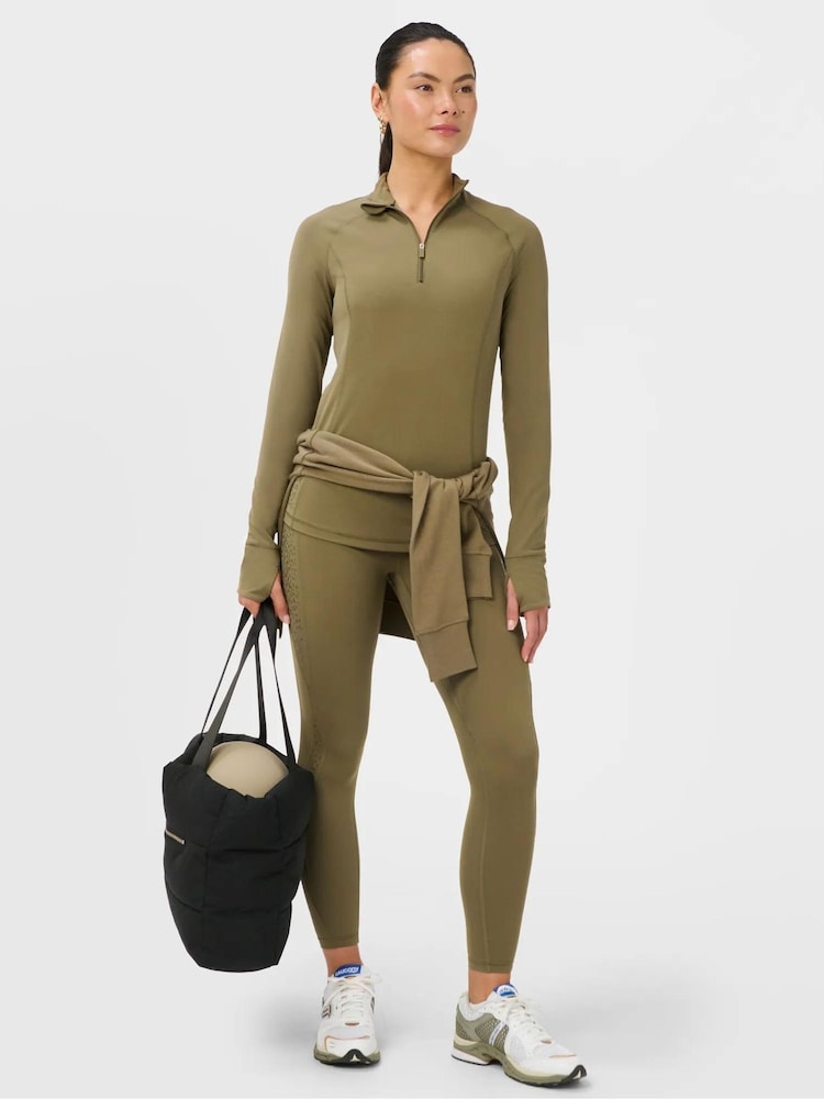 Sweaty Betty Brown Ultimate Studio Pilates Gripper Half Zip Sweat Top - Image 1 of 6 Sweaty Betty Brown Ultimate Studio Pilates Gripper Half Zip Sweat Top - Image 1 of 6