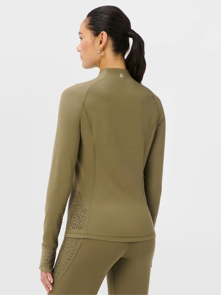 Sweaty Betty Brown Ultimate Studio Pilates Gripper Half Zip Sweat Top - Image 2 of 6 Sweaty Betty Brown Ultimate Studio Pilates Gripper Half Zip Sweat Top - Image 2 of 6