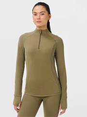 Sweaty Betty Brown Ultimate Studio Pilates Gripper Half Zip Sweat Top - Image 3 of 6