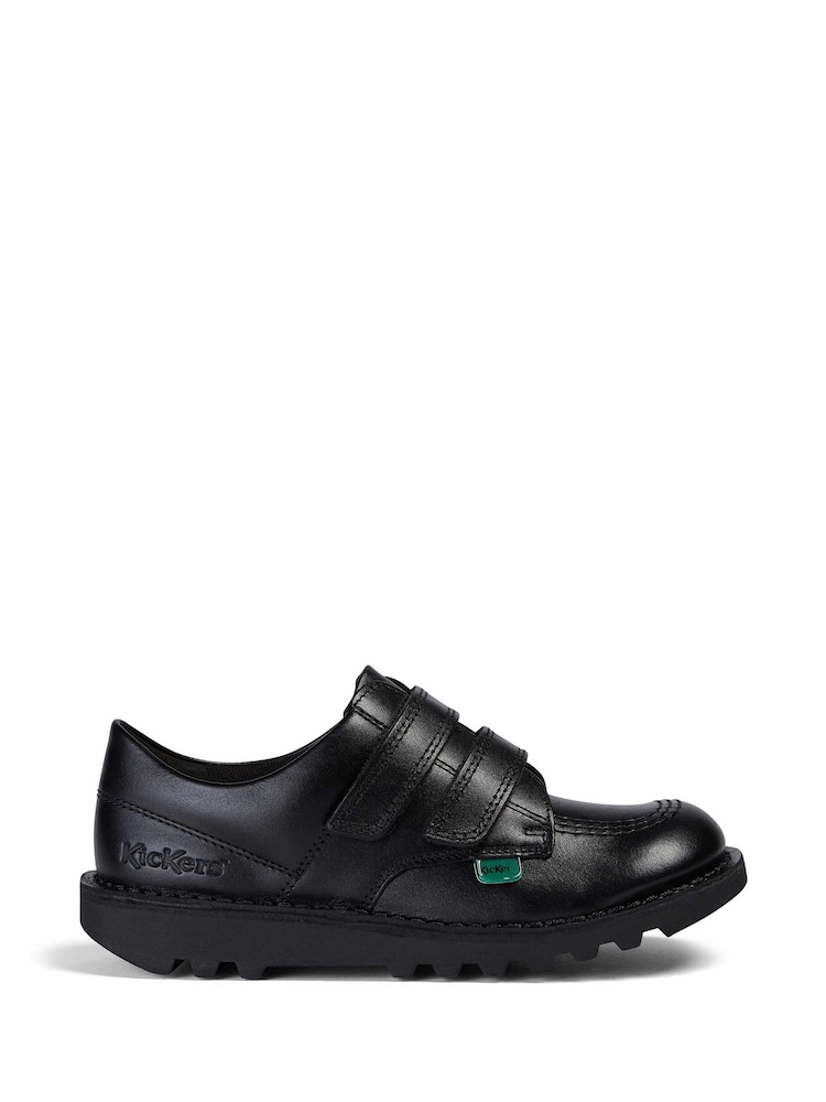 Kickers Black Junior Lo Hook and Loop Leather Shoes - Image 1 of 6