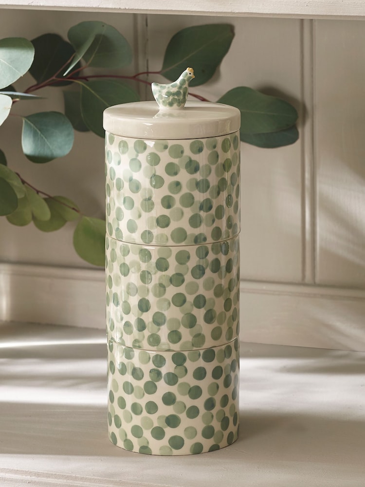 Set of 3 Sage Green Chicken Stacking Storage Jars - Image 2 of 4