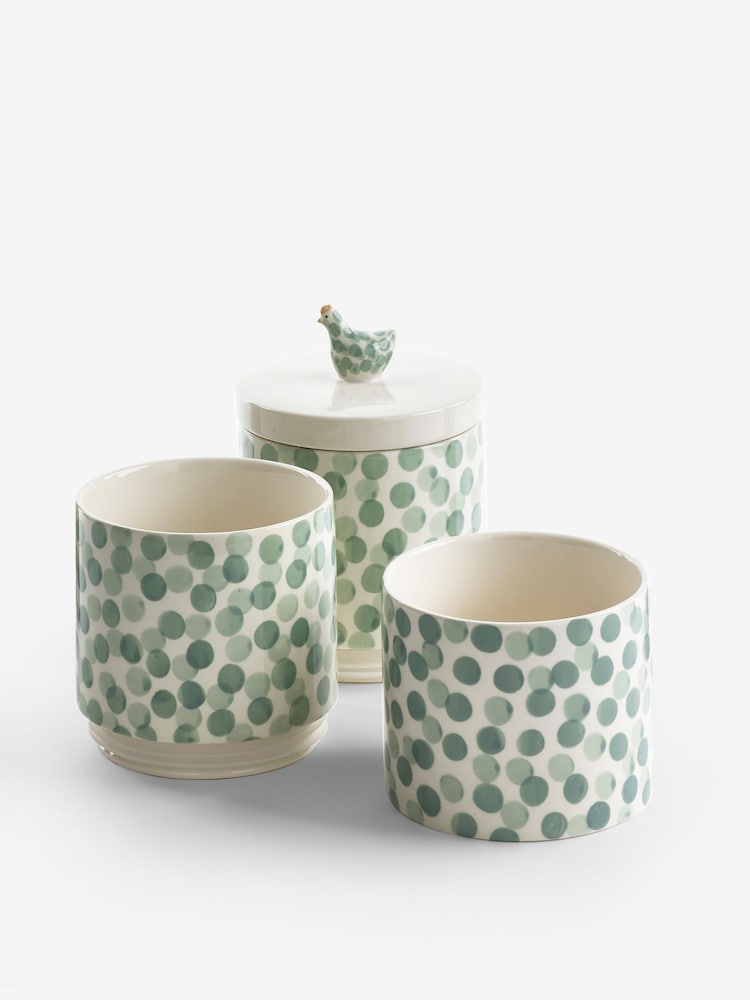 Set of 3 Sage Green Chicken Stacking Storage Jars - Image 4 of 4