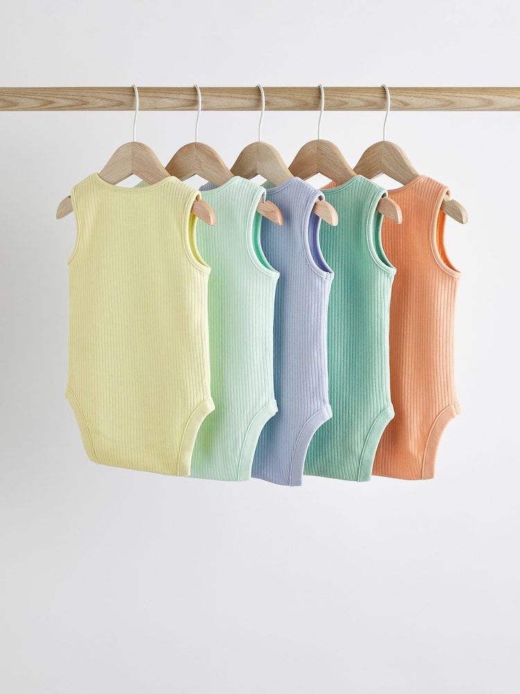 Bright Baby Rib Vests 5 Pack - Image 2 of 12