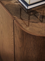 Dark Edwin Oak Veneer Ceramic Top Large Sideboard - Image 3 of 9