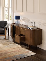 Dark Edwin Oak Veneer Ceramic Top Large Sideboard - Image 6 of 9