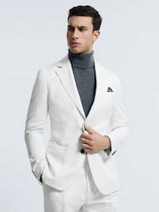 Reiss White Island Sea Island Cotton Slim Fit Single Breasted Blazer - Image 1 of 8
