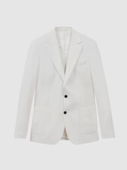 Reiss White Island Sea Island Cotton Slim Fit Single Breasted Blazer - Image 2 of 8