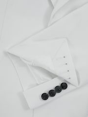 Reiss White Island Sea Island Cotton Slim Fit Single Breasted Blazer - Image 7 of 8