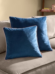 Furn Blue Meridian Velvet 45cm X 45cm Cushion Cover - Image 5 of 5