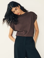 Brown Short Sleeve Textured T-Shirt - Image 1 of 6