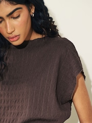 Brown Short Sleeve Textured T-Shirt - Image 4 of 6