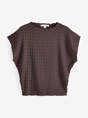 Brown Short Sleeve Textured T-Shirt - Image 5 of 6