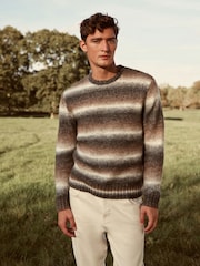 Brown Relaxed Ombre Crew Neck Jumper - Image 1 of 9