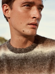 Brown Relaxed Ombre Crew Neck Jumper - Image 2 of 9
