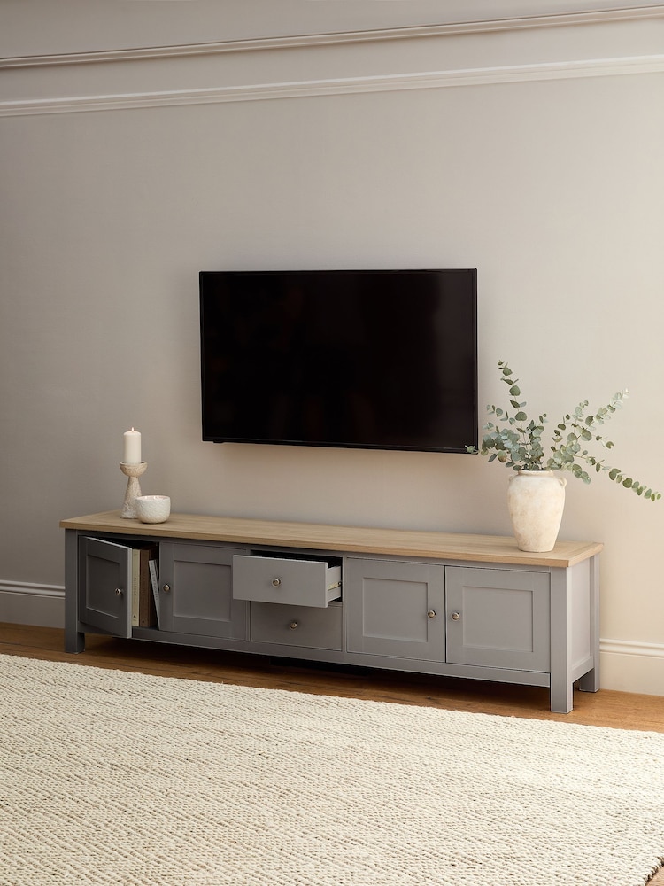 Dove Grey Malvern Oak Effect Up to 90 inch TV Unit - Image 2 of 11