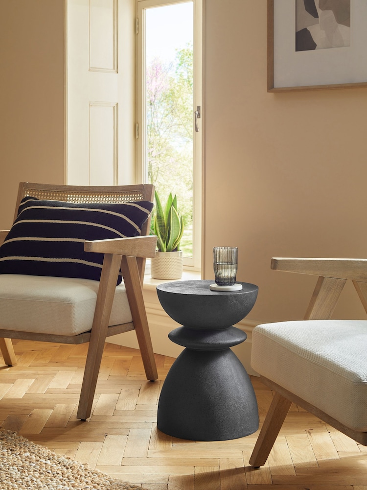 Black Stone Effect Totem Side Table - Image 1 of 3