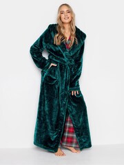 Long Tall Sally Green Honeycomb Hooded Maxi Robe - Image 1 of 5
