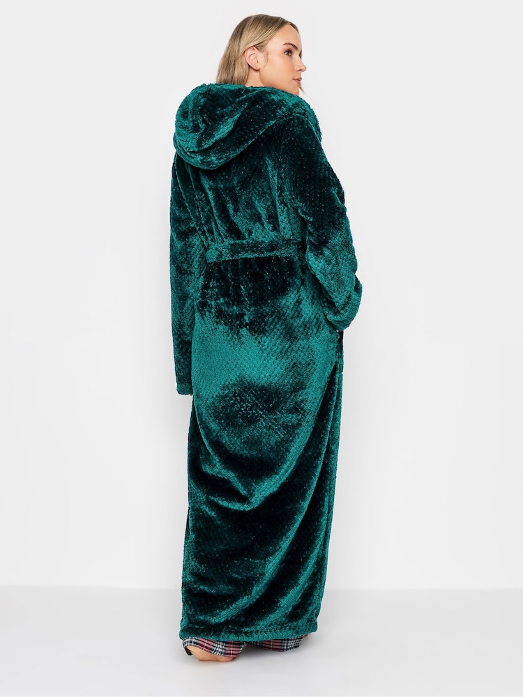 Long Tall Sally Green Honeycomb Hooded Maxi Robe - Image 2 of 5