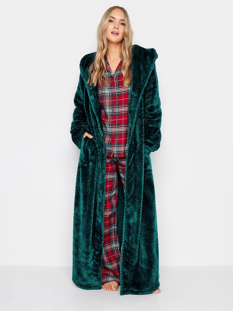 Long Tall Sally Green Honeycomb Hooded Maxi Robe - Image 3 of 5