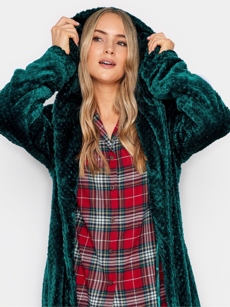 Long Tall Sally Green Honeycomb Hooded Maxi Robe - Image 5 of 5