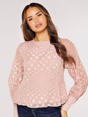 Apricot Pink Jacquard Graduating Dot Blouse - Image 2 of 4