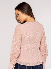 Apricot Pink Jacquard Graduating Dot Blouse - Image 3 of 4