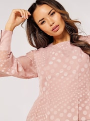 Apricot Pink Jacquard Graduating Dot Blouse - Image 4 of 4