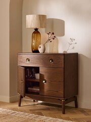 Dark Flinton Oak Veneer Small Sideboard - Image 3 of 8