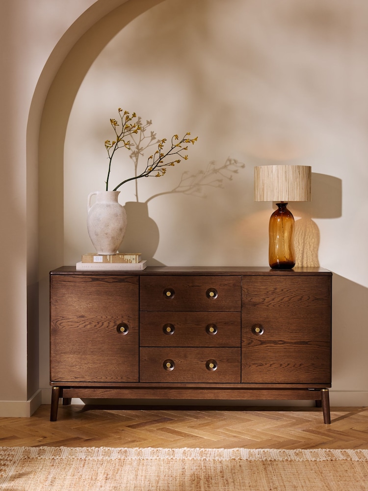 Dark Flinton Oak Veneer Large Sideboard - Image 1 of 9