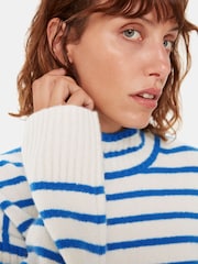 Whistles Blue Stripe Rib Detail Funnel Knit Jumper - Image 4 of 5