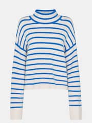 Whistles Blue Stripe Rib Detail Funnel Knit Jumper - Image 5 of 5