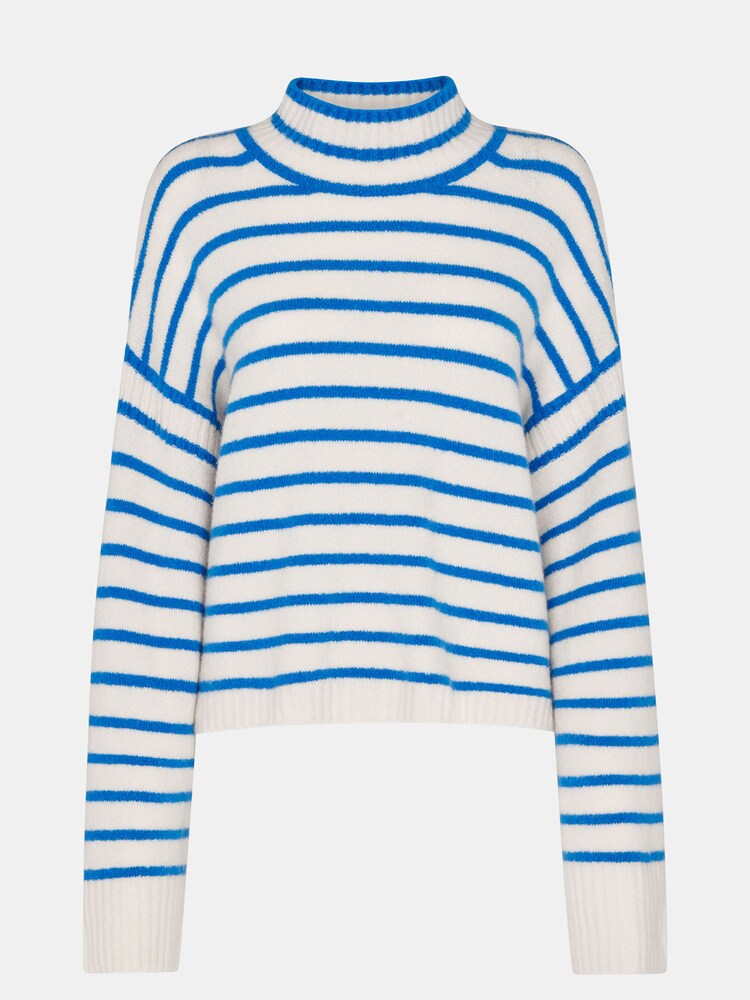 Whistles Blue Stripe Rib Detail Funnel Knit Jumper - Image 5 of 5 Whistles Blue Stripe Rib Detail Funnel Knit Jumper - Image 5 of 5