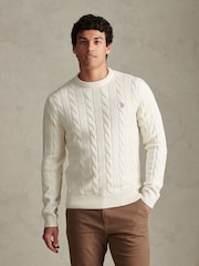 U.S. Polo Assn. Cream Cable Knit Crew Neck Jumper - Image 1 of 6