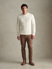 U.S. Polo Assn. Cream Cable Knit Crew Neck Jumper - Image 3 of 6