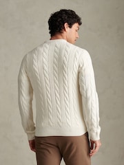 U.S. Polo Assn. Cream Cable Knit Crew Neck Jumper - Image 4 of 6