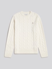 U.S. Polo Assn. Cream Cable Knit Crew Neck Jumper - Image 5 of 6
