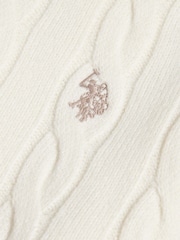 U.S. Polo Assn. Cream Cable Knit Crew Neck Jumper - Image 6 of 6