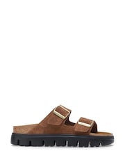 Birkenstock Brown Chunky Papillio Suede Arizona Platform Sandals - Image 1 of 3