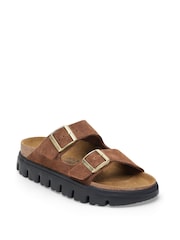 Birkenstock Brown Chunky Papillio Suede Arizona Platform Sandals - Image 2 of 3