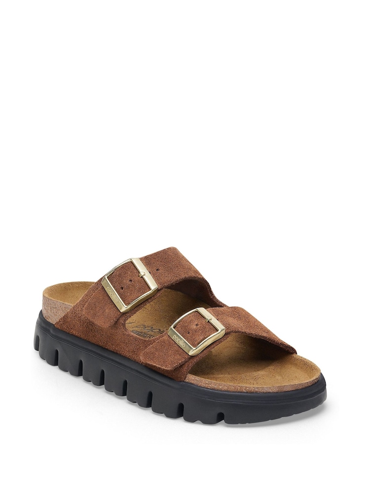 Birkenstock Brown Chunky Papillio Suede Arizona Platform Sandals - Image 2 of 3 Birkenstock Brown Chunky Papillio Suede Arizona Platform Sandals - Image 2 of 3
