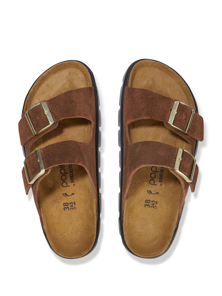 Birkenstock Brown Chunky Papillio Suede Arizona Platform Sandals - Image 3 of 3 Birkenstock Brown Chunky Papillio Suede Arizona Platform Sandals - Image 3 of 3