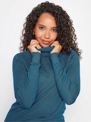 M&Co Blue Roll Neck Jumper - Image 4 of 4