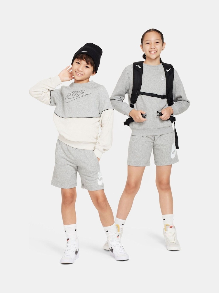 Nike Light Grey Club Fleece French Terry Shorts - Image 7 of 9