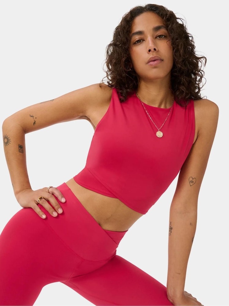 Sweaty Betty Red All Day Cropped Wrap Tank Top - Image 1 of 6