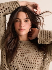 Neutral Open Stitch Relaxed Fit Jumper - Image 1 of 7