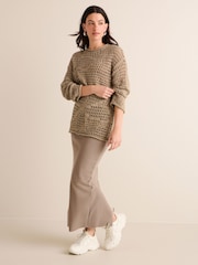 Neutral Open Stitch Relaxed Fit Jumper - Image 2 of 7