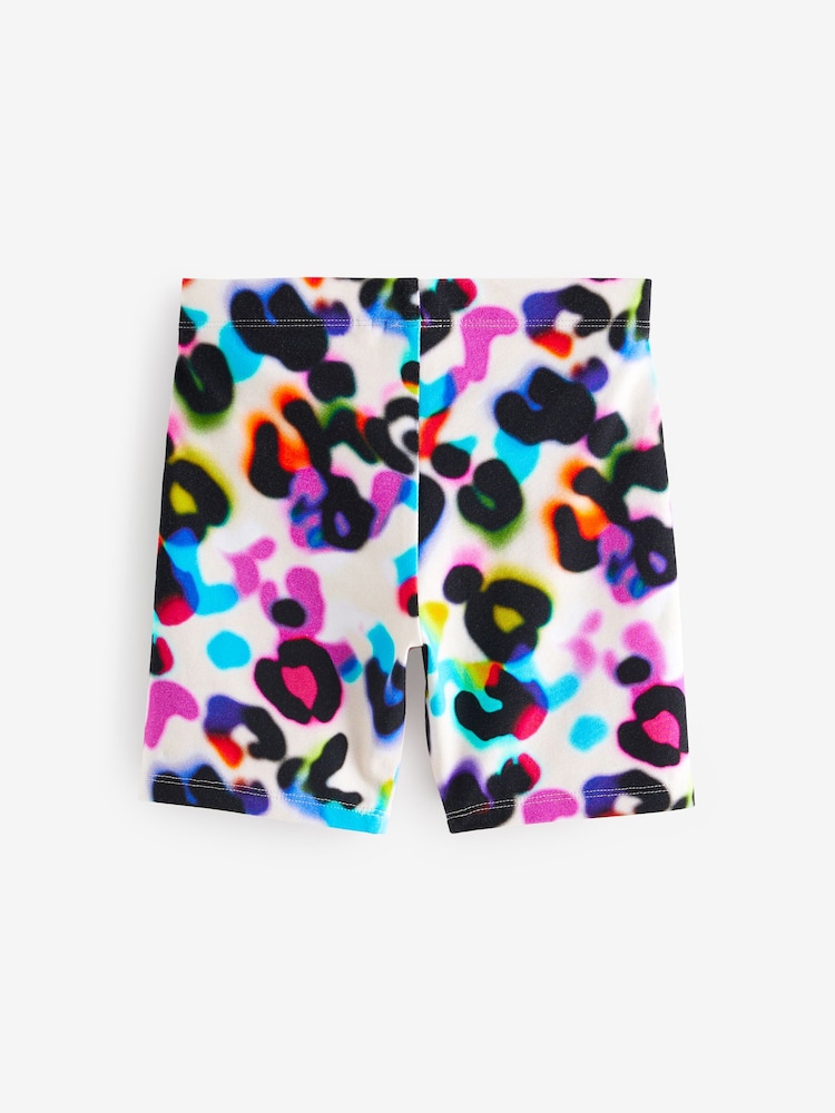 Black/ Pink Animal Print Cycle Shorts (3-16yrs) - Image 2 of 3