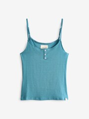 Laura Ashley Blue/White Floral Print 100% Cotton Pointelle Cami And Jersey Short Pyjamas - Image 7 of 8