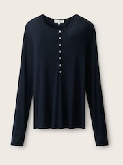 The White Company Button Henley Lightweight Rib Jersey Top - Bild 6 av 6